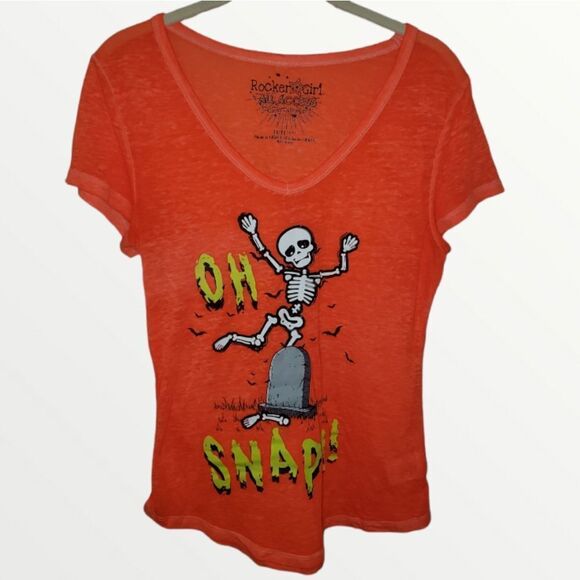 Juniors cute Halloween themed babydoll tee, oh snap t-shirt, size Medium - Picture 1 of 4